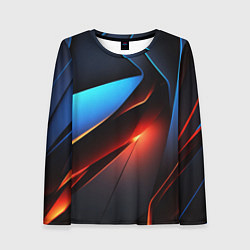 Лонгслив женский Красно-синие элементы, цвет: 3D-принт