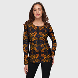 Лонгслив женский Желто-оранжевые нежные цветы, цвет: 3D-принт — фото 2