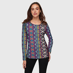 Лонгслив женский Мексиканский орнамент, цвет: 3D-принт — фото 2