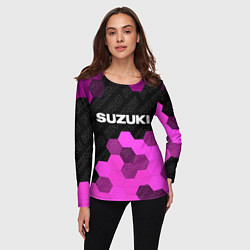 Лонгслив женский Suzuki pro racing: символ сверху, цвет: 3D-принт — фото 2