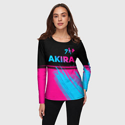 Лонгслив женский Akira - neon gradient: символ сверху, цвет: 3D-принт — фото 2