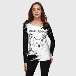 Лонгслив женский Disturbed рок кот на светлом фоне, цвет: 3D-принт — фото 2