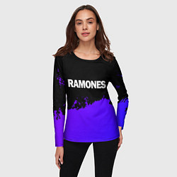Лонгслив женский Ramones purple grunge, цвет: 3D-принт — фото 2