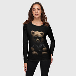 Лонгслив женский Брутальный плюшевый медведь, цвет: 3D-принт — фото 2