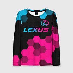 Лонгслив женский Lexus - neon gradient: символ сверху, цвет: 3D-принт