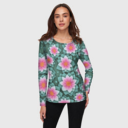 Лонгслив женский Цветы с оптическим эффектом, цвет: 3D-принт — фото 2