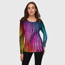 Лонгслив женский Радужные узор полосы, цвет: 3D-принт — фото 2