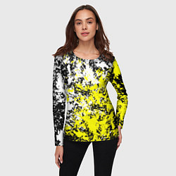 Лонгслив женский Белая и жёлтая краска, цвет: 3D-принт — фото 2
