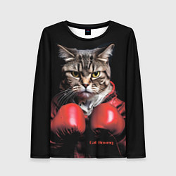 Лонгслив женский Cat boxing, цвет: 3D-принт