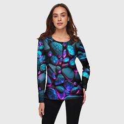Лонгслив женский Неоновые камни, цвет: 3D-принт — фото 2