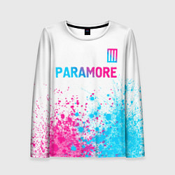 Лонгслив женский Paramore neon gradient style: символ сверху, цвет: 3D-принт