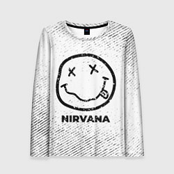 Лонгслив женский Nirvana с потертостями на светлом фоне, цвет: 3D-принт