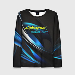 Женский лонгслив Cyberpunk 2077 phantom liberty blue abstract