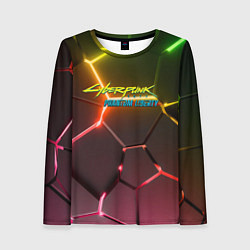 Женский лонгслив Cyberpunk 2077 phantom liberty logo neon