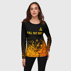 Лонгслив женский Fall Out Boy - gold gradient: символ сверху, цвет: 3D-принт — фото 2