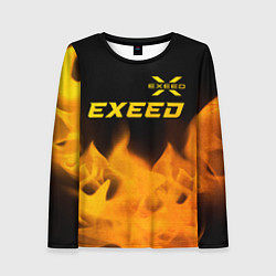 Лонгслив женский Exeed - gold gradient: символ сверху, цвет: 3D-принт