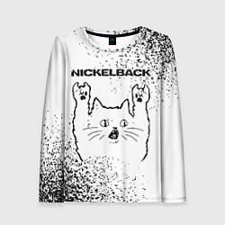 Лонгслив женский Nickelback рок кот на светлом фоне, цвет: 3D-принт