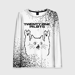 Лонгслив женский Twenty One Pilots рок кот на светлом фоне, цвет: 3D-принт