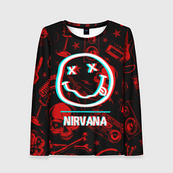 Лонгслив женский Nirvana rock glitch, цвет: 3D-принт