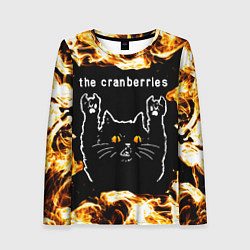 Лонгслив женский The Cranberries рок кот и огонь, цвет: 3D-принт