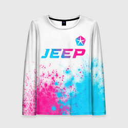 Лонгслив женский Jeep neon gradient style: символ сверху, цвет: 3D-принт