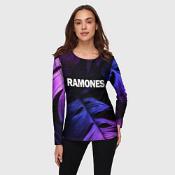 Лонгслив женский Ramones neon monstera, цвет: 3D-принт — фото 2
