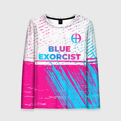 Женский лонгслив Blue Exorcist neon gradient style: символ сверху