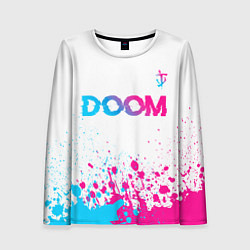 Лонгслив женский Doom neon gradient style: символ сверху, цвет: 3D-принт