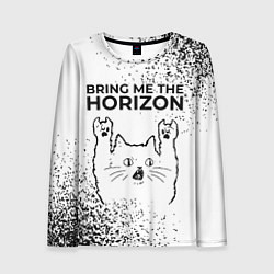Лонгслив женский Bring Me the Horizon рок кот на светлом фоне, цвет: 3D-принт