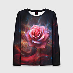Лонгслив женский Алая космическая роза - Нейросеть, цвет: 3D-принт