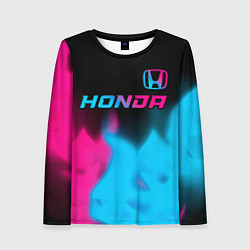 Лонгслив женский Honda - neon gradient: символ сверху, цвет: 3D-принт