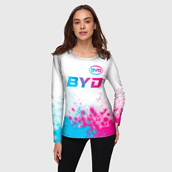 Лонгслив женский BYD neon gradient style: символ сверху, цвет: 3D-принт — фото 2