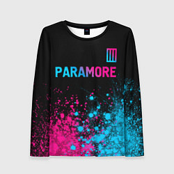 Женский лонгслив Paramore - neon gradient: символ сверху