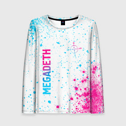 Женский лонгслив Megadeth neon gradient style: надпись, символ