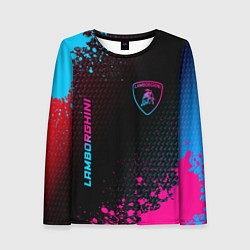 Женский лонгслив Lamborghini - neon gradient: надпись, символ