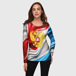 Лонгслив женский Герб России на фоне флага, цвет: 3D-принт — фото 2