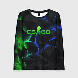 Лонгслив женский CS GO green blue neon, цвет: 3D-принт