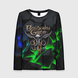 Лонгслив женский Baldurs Gate 3 black blue neon, цвет: 3D-принт