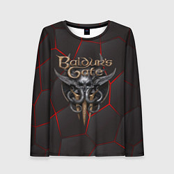 Женский лонгслив Baldurs Gate 3 logo red black geometry
