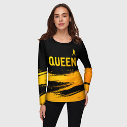 Лонгслив женский Queen - gold gradient: символ сверху, цвет: 3D-принт — фото 2