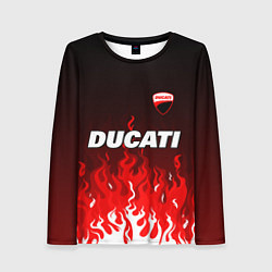 Лонгслив женский Ducati- красное пламя, цвет: 3D-принт