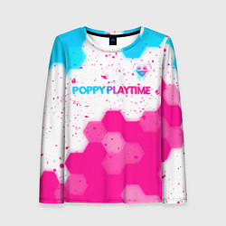 Лонгслив женский Poppy Playtime neon gradient style: символ сверху, цвет: 3D-принт