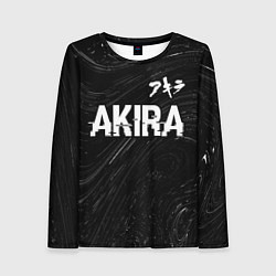 Лонгслив женский Akira glitch на темном фоне: символ сверху, цвет: 3D-принт