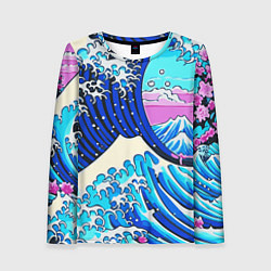 Лонгслив женский Большая волна в Канагаве сакура, цвет: 3D-принт
