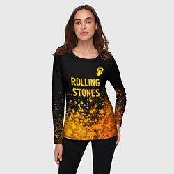 Лонгслив женский Rolling Stones - gold gradient: символ сверху, цвет: 3D-принт — фото 2