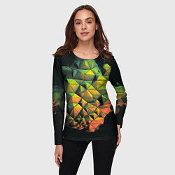 Лонгслив женский Зеленая кубическая абстракция, цвет: 3D-принт — фото 2