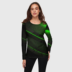 Лонгслив женский Зеленая абстракция со светом, цвет: 3D-принт — фото 2