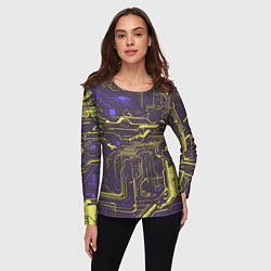 Лонгслив женский Кибер схемы Жёлтый и фиолетовый, цвет: 3D-принт — фото 2