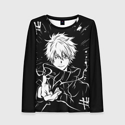 Лонгслив женский Сатору Годжо - черно-белый, цвет: 3D-принт