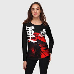 Лонгслив женский Японский самурай и красная луна, цвет: 3D-принт — фото 2